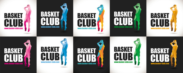 logo basketball design polygone basketteur