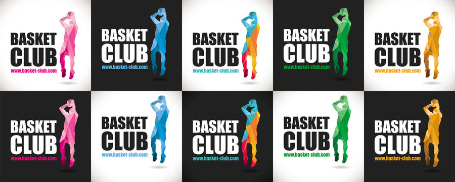 logo basketball design polygone basketteur
