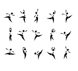 Obraz na płótnie Canvas Tanz Piktogramme, ballett, tänzerin, ballerina, ikone, ikonen, symbol,