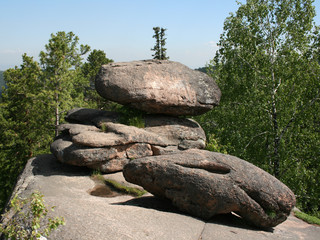 Rocks in the Siberian taiga. The nature reserve Stolby. 3
