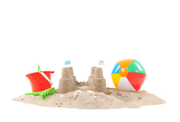 Beach with sand and toys