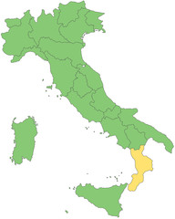 Italien - Kalabrien (Vektor in Grün)