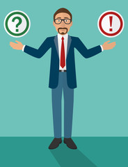 3d Businessman Flatdesign Frage Antwort