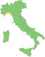 Italien - Ligurien (Vektor in Grün)
