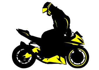 People and sport bike on white background