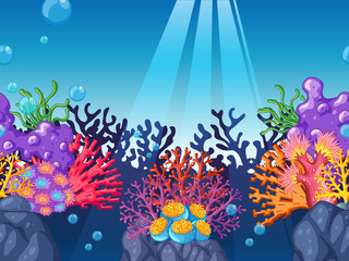 Fototapeta na wymiar Seamless coral reef under the ocean