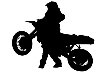 People and sport bike on white background
