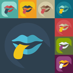 Flat modern design with shadow icons lips