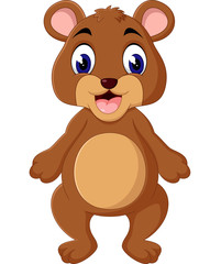 Cartoon teddy bear waving hand 