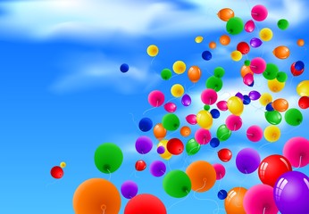 Sky Background with Colorful Balloons
