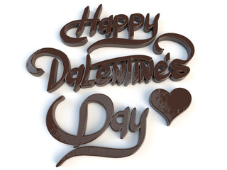 3d chocolate lettering happy valentines day with heart.