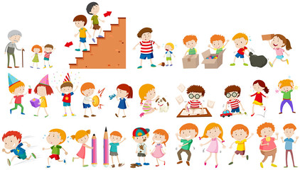 Obraz na płótnie Canvas Children doing different activities