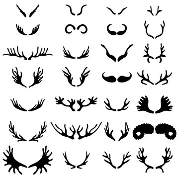  Set of silhouettes horns.