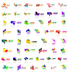 Fototapeta na wymiar Paper style geometric shapes with glass effects. Corporate abstract logo design icon concepts