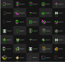 Set of vector linear logotypes, geometric abstract symbols, elegant icons