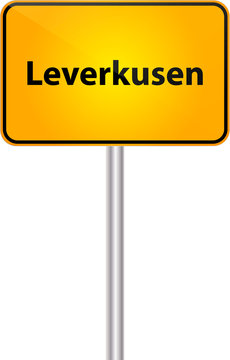 Deutsche Ortstafel mit Text Bezeichung Leverkusen Vektor Illustration