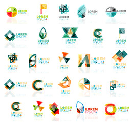Collection of colorful abstract origami logos