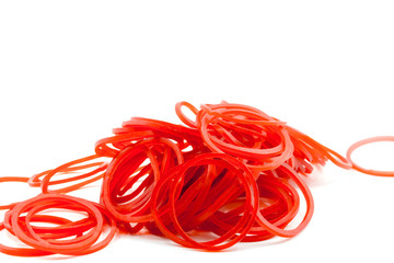 isolate group of red plastic band