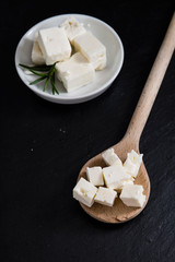 Feta Cheese on a slate slab