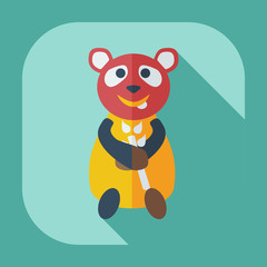 Flat modern design with shadow icons panda eating