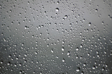 raindrops on glass, shallow focus