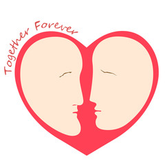 Romantic female and male silhouette of a head in the form of heart, logo template. To Valentines day, event decoration and weddings.