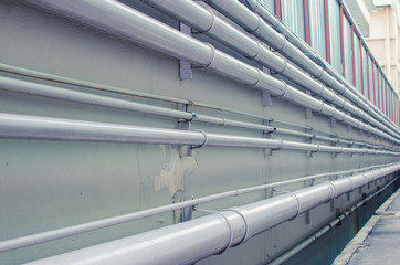 Line pipe on wall