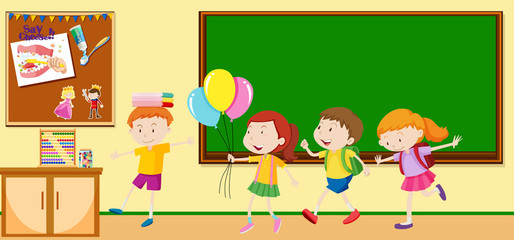 Fototapeta premium Children learning in the classroom