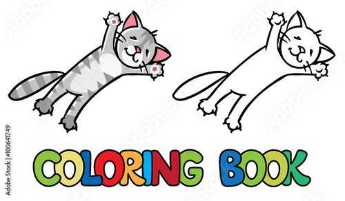 "Jumping or flying cat. Coloring book" Stock image and royalty-free ...