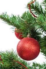 Christmas tree decorated red balls
