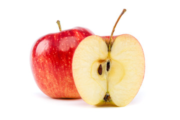 Fresh red apples on white background.