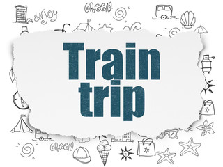 Tourism concept: Train Trip on Torn Paper background