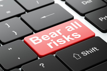 Insurance concept: Bear All Risks on computer keyboard background