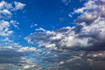 Blue sky with clouds closeup