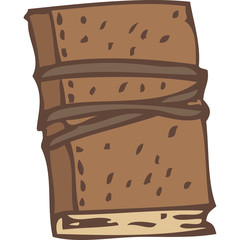 Closed Notebook or Book with Brown Leather Cover and Rubber Band