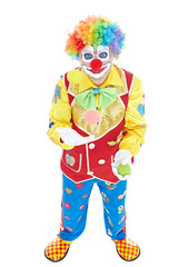Portrait of a clown isolated on white background
