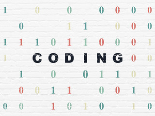 Software concept: Coding on wall background