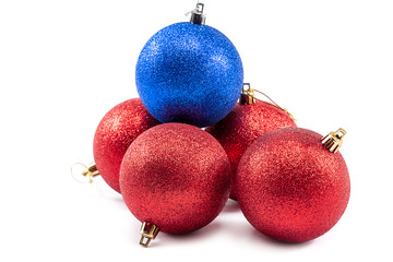 Christmas balls on a white background.