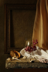 Still Life with Grapes and seashells