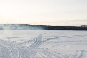 Fototapeta na wymiar Winter landscape in Kiruna Lapland Sweden