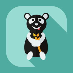 Flat modern design with shadow icons panda eating