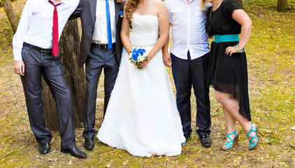 the bride and groom with their guests