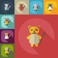 Flat modern design with shadow icons panda old man