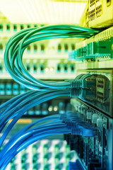 Network switch and ethernet cables,Data Center Concept.