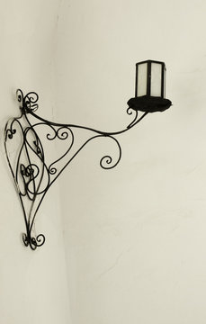 Outdoor Lantern of metal on a white wall