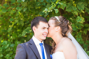 Beautiful bride and groom  is enjoying wedding