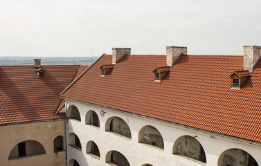 View of the house with red roof