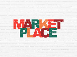 Advertising concept: Marketplace on wall background