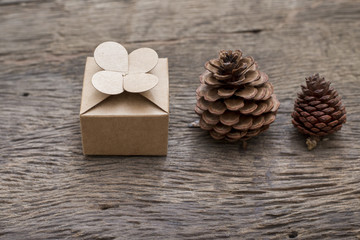 Vintage Gift box on wood background