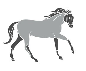 Fototapeta na wymiar The silhouette of a horse gallop (grey)